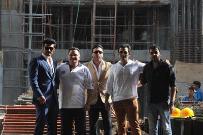Arjun Kapoor, Prithviraj Sukumaran, Rishi Kapoor, Jackie Shroff at film AURANGZEB press meet at Indiabulls Sky Forest in Lower Parel, Mumbai