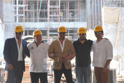 Arjun Kapoor, Prithviraj Sukumaran, Rishi Kapoor, Jackie Shroff at film AURANGZEB press meet at Indiabulls Sky Forest in Lower Parel, Mumbai