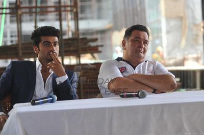 Arjun Kapoor, Prithviraj Sukumaran, Rishi Kapoor, Jackie Shroff at film AURANGZEB press meet at Indiabulls Sky Forest in Lower Parel, Mumbai