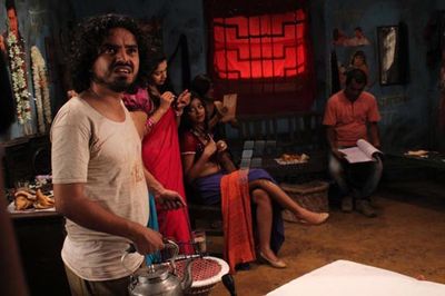 Rajpal Yadav and Bharati Sharma on location of film BABUJI EK TICKET BAMBAI shoot in Mumbai
