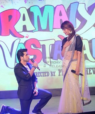 Shruti Haasan and Girish Taurani graced the music launch of 'Ramaiya Vastavaiya'