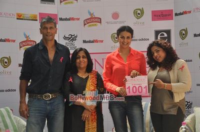 Gul Panag and Milind Soman at Pinkathon event