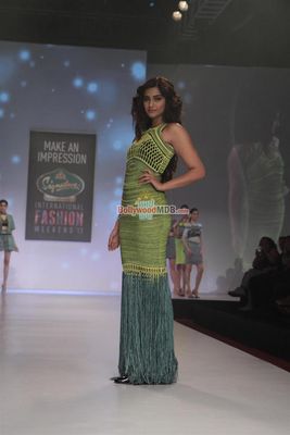 Sonam Kapoor walks the ramp for designer Mark Fast at the Signature International Fashion Week End