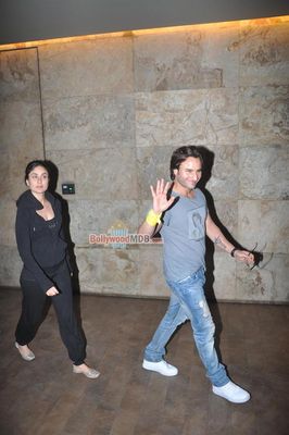 Saif Ali Khan, Kareena Kapoor, Karisma Kapoor at film 'BULLETT RAJA' special screening