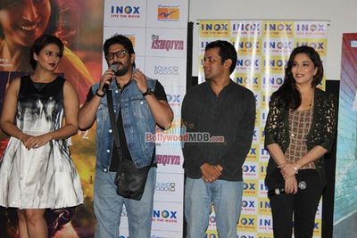 Madhuri Dixit, Huma Qureshi, Arshad Warsi, Rekha Bharadwaj at film 'DEDH ISHQIYA' first look launch