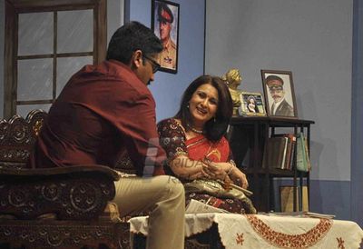 Poonam Dhillon with Aasif Sheikh on stage during her Hindi Play 'U-Turn Ek Ajab Prem Kahani'