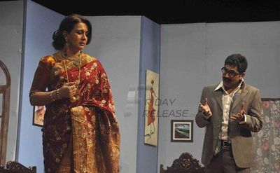 Poonam Dhillon with Aasif Sheikh on stage during her Hindi Play 'U-Turn Ek Ajab Prem Kahani'