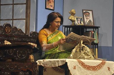 Poonam Dhillon with Aasif Sheikh on stage during her Hindi Play 'U-Turn Ek Ajab Prem Kahani'
