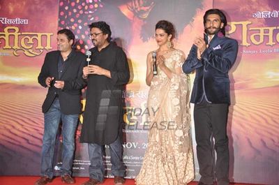 Ranveer Singh, Deepika Padukone, Sanjay Leela Bhansali at film Ram Leela first look trailer launch