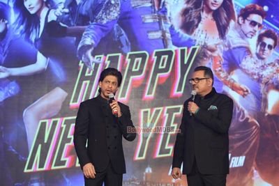 The star cast of the film 'Happy New Year' at their trailer launch