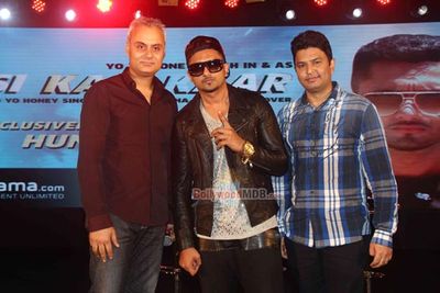 Yo Yo Honey Singh, Urvashi Rautela and Bhushan Kumar at the music album launch of 'DESI KALAKAAR'