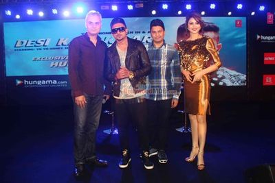 Yo Yo Honey Singh, Urvashi Rautela and Bhushan Kumar at the music album launch of 'DESI KALAKAAR'