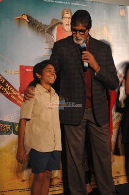 Amitabh Bachahan, Parth Bhalerao and actress Usha Jadhav at film 'Bhootnath Returns' trailer launch