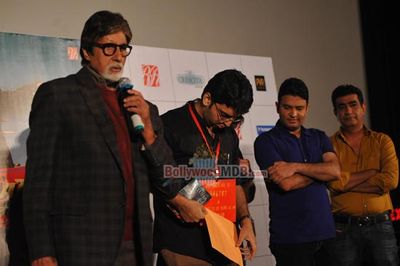 Amitabh Bachahan, Parth Bhalerao and actress Usha Jadhav at film 'Bhootnath Returns' trailer launch