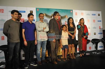 Amitabh Bachahan, Parth Bhalerao and actress Usha Jadhav at film 'Bhootnath Returns' trailer launch