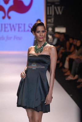 Singer Shibani Kashyap performs on ramp during the Aks Jewels show at IIJW 2014