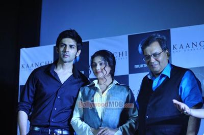 Kartik Tiwari and Mishti at first look launch of Subhash Ghai\'s film \'KAANCHI\'