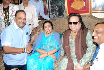 Asha Bhosle & Bappi Lahiri at the song recording for \'MAHASATI MAINA SUNDARI\'