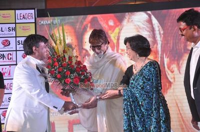 Amitabh Bachchan with Gulshan Grover at the unveiling of first look of 'Leader'