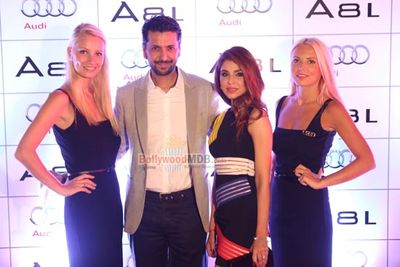 Esha Gupta, Neelam, Mandira Bedi with Hollywood actor Nicolas Cage at Audi A8 L car launch