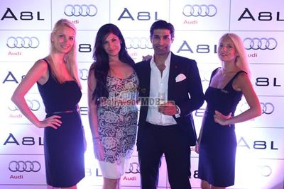 Esha Gupta, Neelam, Mandira Bedi with Hollywood actor Nicolas Cage at Audi A8 L car launch