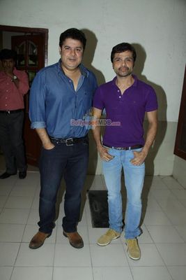 Sajid Khan with singer and actor Himesh Reshammiya at the music premiere of film 'Humshakals'