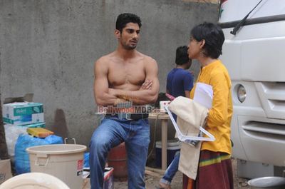 Stars on the sets of bilingual film 'Auroni Taukhon' (Tryst with Destiny)