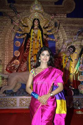 Tanisha Mukherjee and Sharbani Mukherjee attend North Bombay Sarbojanin Durga Pooja Pandal