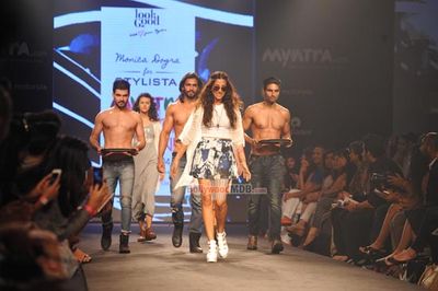 Monica Dogra walks the ramp for Stylista at the Myntra Fashion Weekend 2014