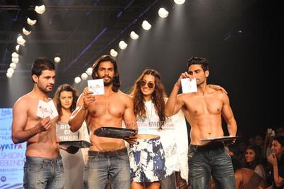 Monica Dogra walks the ramp for Stylista at the Myntra Fashion Weekend 2014