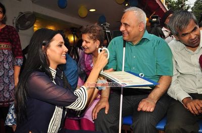 Neha Dhupia, Aditi Sharma, Divyendu Sharma at the launch of India's first Braille & Audio Menu