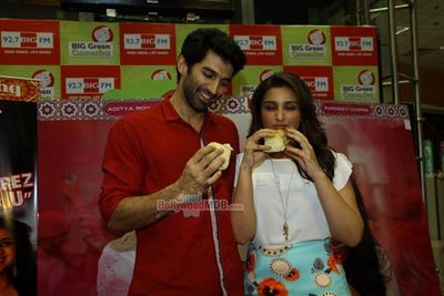 Aditya Roy Kapur and Parineeti Chopra at BIG FM Studios