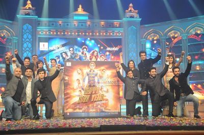 Bollywood stars at the music launch of 'Happy New Year'