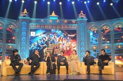 Bollywood stars at the music launch of 'Happy New Year'