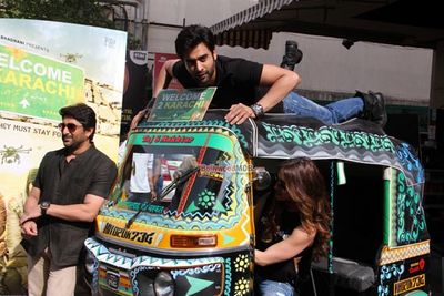 Arshad Warsi, Jackky Bhagnani at the trailer launch of film 'Welcome 2 Karachi'