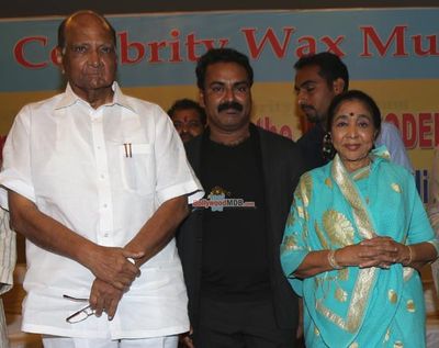 Asha Bhosle and Sharad Pawar's wax statues unveiled at MCA Lounge in Wankhede Stadium
