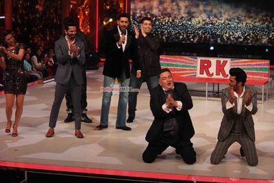 Abhishek Bachchan and Rishi Kapoor at the promotion of film 'All Is Well'