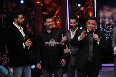 Abhishek Bachchan and Rishi Kapoor at the promotion of film 'All Is Well'