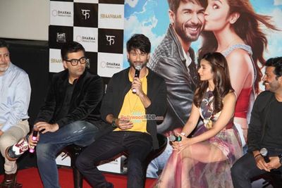 Shahid Kapoor, Alia Bhatt, Karan Johar, Vikas Bahl at the Trailer Launch of 'Shaandaar'