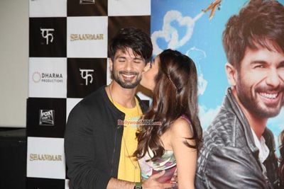 Shahid Kapoor, Alia Bhatt, Karan Johar, Vikas Bahl at the Trailer Launch of 'Shaandaar'