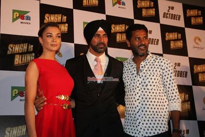 Akshay Kumar, Amy Jackson & Prabhu Deva At The Trailer Launch Of 'Singh Is Bliing'