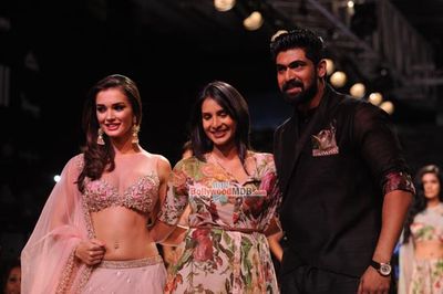 Amy Jackson and Rana Daggubati walk the ramp for designer Anushree Reddy show at Lakme Fashion Week Winter Festive 2015