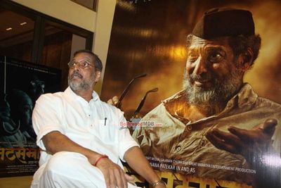 Nana Patekar with son Malhar and his wife at the trailer launch of his upcoming Marathi film 'Natasamrat'