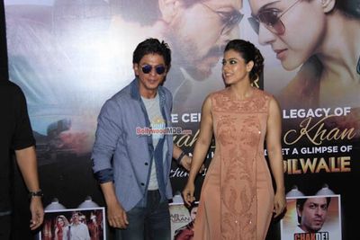 Shah Rukh Khan, Kajol and Rohit Shetty during the Sneak Preview of film 'Dilwale'