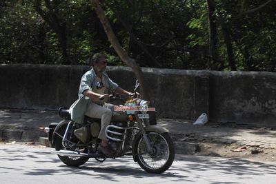 Nana Patekar and son Malhar Patekar riding motorcycle for the promotions of 'Ab Tak Chhappan 2'