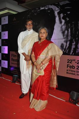 Amitabh Bachchan with Jaya Bachchan at the announcement and launch of 'Film Preservation and Restoration School India'