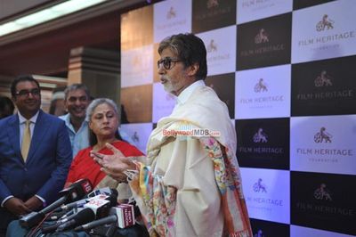 Amitabh Bachchan with Jaya Bachchan at the announcement and launch of 'Film Preservation and Restoration School India'