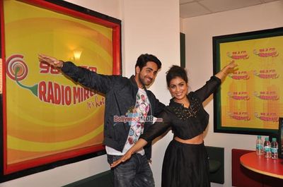 Ayushmann Khurrana and Pallavi Sharda at Radio Mirchi FM Mumbai studio for promotion of 'Hawaizaada'