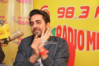 Ayushmann Khurrana and Pallavi Sharda at Radio Mirchi FM Mumbai studio for promotion of 'Hawaizaada'