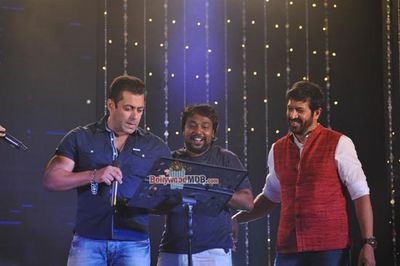 Salman Khan with music director Pritam and singer Mika Singh launches Eid Special song of film 'Bajrangi Bhaijaan'